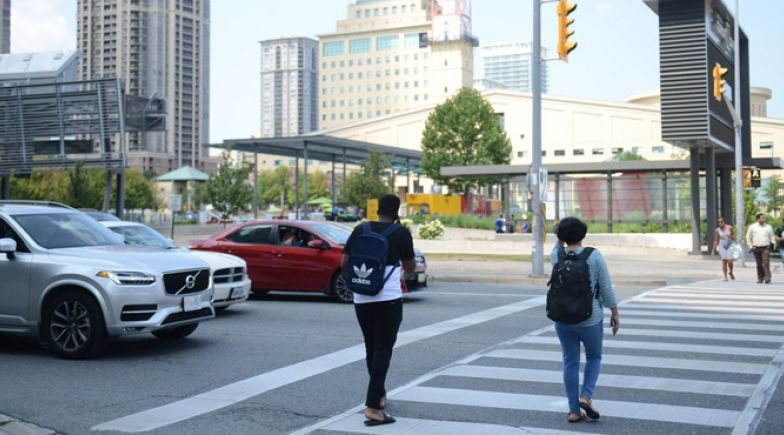 People crossing the road